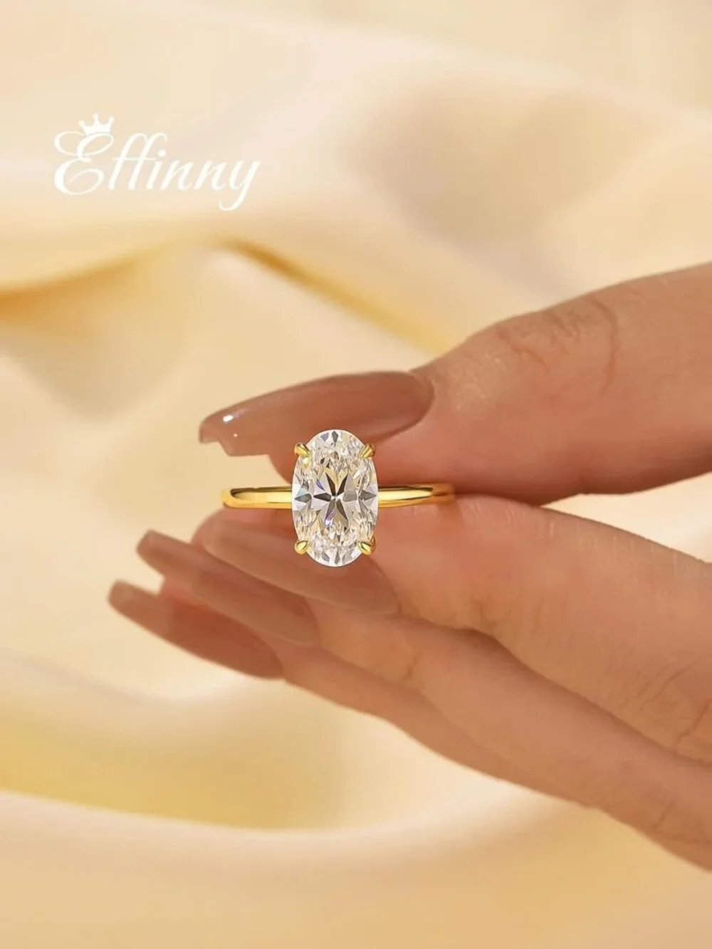 Stunning 3.5 Carat Elongated Oval Cut Engagement Ring, 925 Sterling Silver